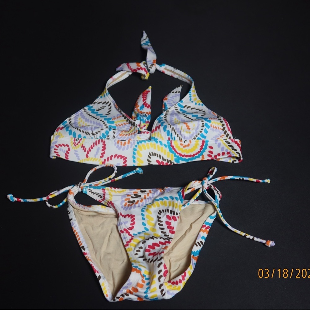 Victoria’s Secret Bikini Set XS Multicolor Halter Tie Side Swim